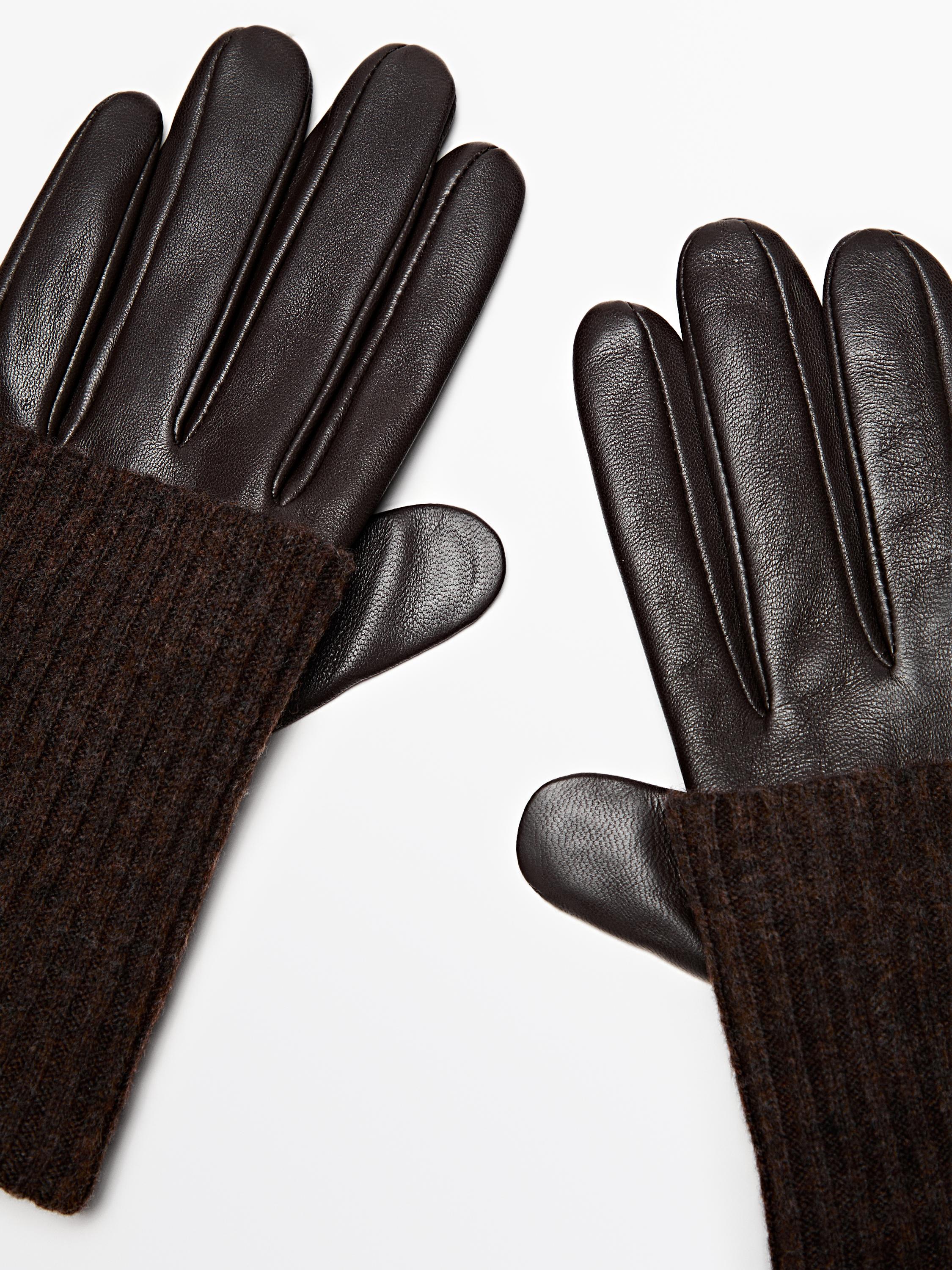 Contrast nappa leather and knit gloves